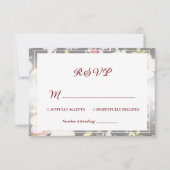 水彩ピンクイエローローズぼやけブラック結婚、s 出欠カード (正面)