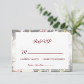 水彩ピンクイエローローズぼやけブラック結婚、s 出欠カード (スタンド正面)