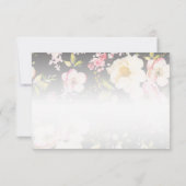 水彩ピンクイエローローズぼやけブラック結婚、s 出欠カード (裏面)