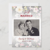 水彩ピンクイエローローズぼやけブラック結婚、s 案内状 (正面)