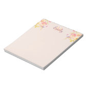 水彩ピンクイエローローズオンブラック、モノグラム ノートパッド (回転)