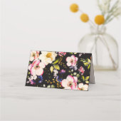 水彩ピンクイエローローズオンブラック、モノグラム ロイヤリティカード (裏面)