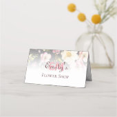 水彩ピンクイエローローズオンブラック、モノグラム 予約カード (正面)