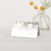 水彩ピンクイエローローズオンブラック、モノグラム 予約カード (裏面)