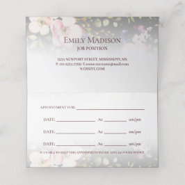 水彩ピンクイエローローズオンブラック、モノグラム 予約カード