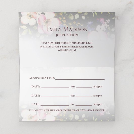 水彩ピンクイエローローズオンブラック、モノグラム 予約カード (内部開封)