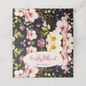 水彩ピンクイエローローズオンブラック、モノグラム 予約カード (外部開封)