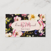 水彩ピンクイエローローズオンブラック、モノグラム 予約カード (正面)