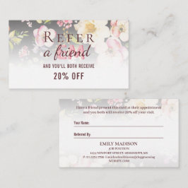 水彩ピンクイエローローズオンブラック、モノグラム 紹介カード