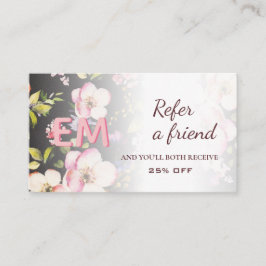 水彩ピンクイエローローズオンブラック、モノグラム 紹介カード