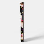 水彩ピンクイエローローズオンブラック、モノグラム Case-Mate iPhoneケース (裏面 / 左)