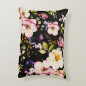 水彩ピンクイエローローズブラック背景 アクセントクッション (裏面(縦))
