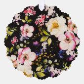 水彩ピンクイエローローズブラック背景 オーナメントカード (正面)