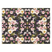 水彩ピンクイエローローズブラック背景 テーブルクロス (正面(横))