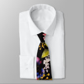 水彩ピンクイエローローズブラック背景 ネクタイ (タイ)