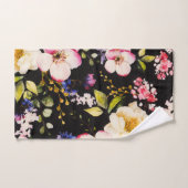 水彩ピンクイエローローズブラック背景 バスタオルセット (ハンドタオル)