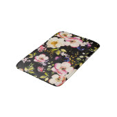 水彩ピンクイエローローズブラック背景 バスマット (アングル)