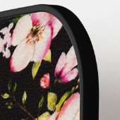 水彩ピンクイエローローズブラック背景 ピックルボールラケット (左詳細)