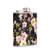 水彩ピンクイエローローズブラック背景 フラスク (右)