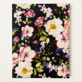 水彩ピンクイエローローズブラック背景 プランナー手帳 (裏面)