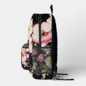 水彩ピンクイエローローズブラック背景 プリントバックパック (右)