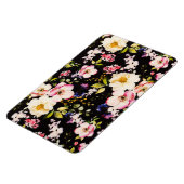 水彩ピンクイエローローズブラック背景 マグネット (左側)