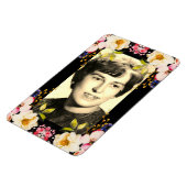 水彩ピンクイエローローズブラック背景 マグネット (左側)