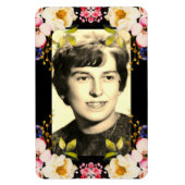 水彩ピンクイエローローズブラック背景 マグネット (縦)