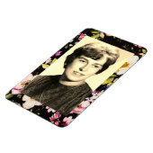 水彩ピンクイエローローズブラック背景 マグネット (左側)