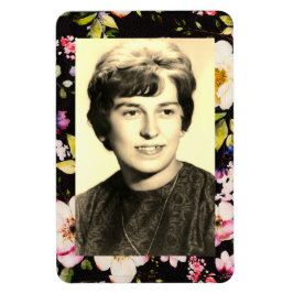 水彩ピンクイエローローズブラック背景 マグネット