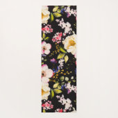 水彩ピンクイエローローズブラック背景 ヨガマット (裏面)