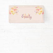 水彩ピンクイエローローズモノグラム 横断幕 (インサイチュ)