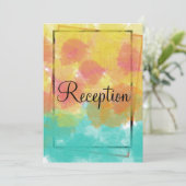 水彩ピンクイエロー青幾何学ウェディング 招待状 (スタンド正面)