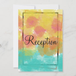 水彩ピンクイエロー青幾何学ウェディング 招待状
