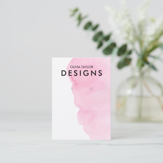 水彩ピンクイヤリングディスプレイカード 名刺 (スタンド正面)