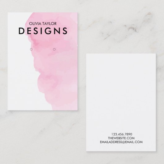 水彩ピンクイヤリングディスプレイカード 名刺 (正面/裏面)