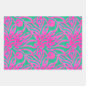 水彩ピンクインスパイアクアクアダマスクフローラ ラッピングペーパーシート (正面)