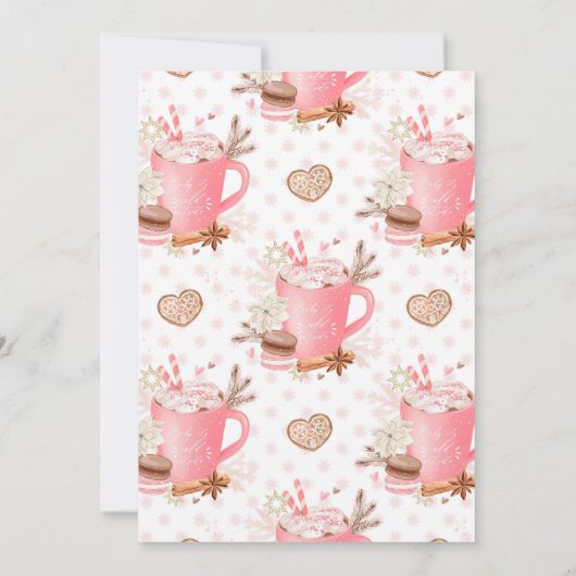 水彩ピンクウィンタークッキー&ココアベビーシャワー 招待状 (裏面)