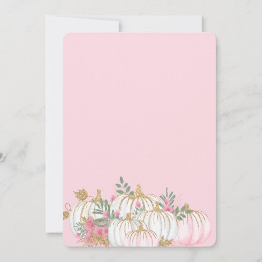 水彩ピンクウールリトルカボチャフローラ誕生日 招待状 (裏面)