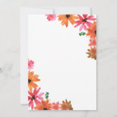 水彩ピンクオレンジの秋の花モチーフ 1歳誕生日 招待状 (裏面)