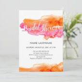 水彩ピンクオレンジカラースプラッシュブライダルシャワー 招待状 (スタンド正面)