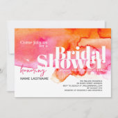 水彩ピンクオレンジカラースプラッシュブライダルシャワー 招待状 (正面)