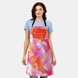 水彩ピンクオレンジ抽象芸術キッチン エプロン