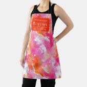 水彩ピンクオレンジ抽象芸術キッチン エプロン (インサイチュ)