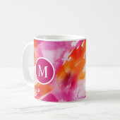 水彩ピンクオレンジ抽象芸術 コーヒーマグカップ (正面左)