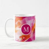 水彩ピンクオレンジ抽象芸術 コーヒーマグカップ (左)
