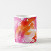 水彩ピンクオレンジ抽象芸術 コーヒーマグカップ (中央)