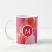 水彩ピンクオレンジ抽象芸術 コーヒーマグカップ (左)