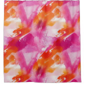 水彩ピンクオレンジ抽象芸術 シャワーカーテン (正面)