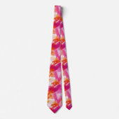 水彩ピンクオレンジ抽象芸術 ネクタイ (正面)